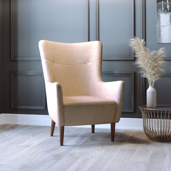 Flash Furniture Light Brown Faux Leather Wingback Accent Chair QY-B235-LTBR-GG - main